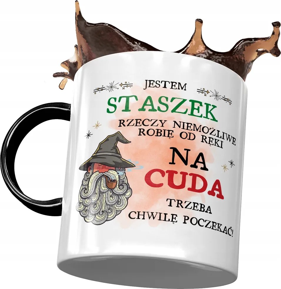 Fekete bögre Stanislaw Staszek Férj kolléga számára, fényképes nyomtatással