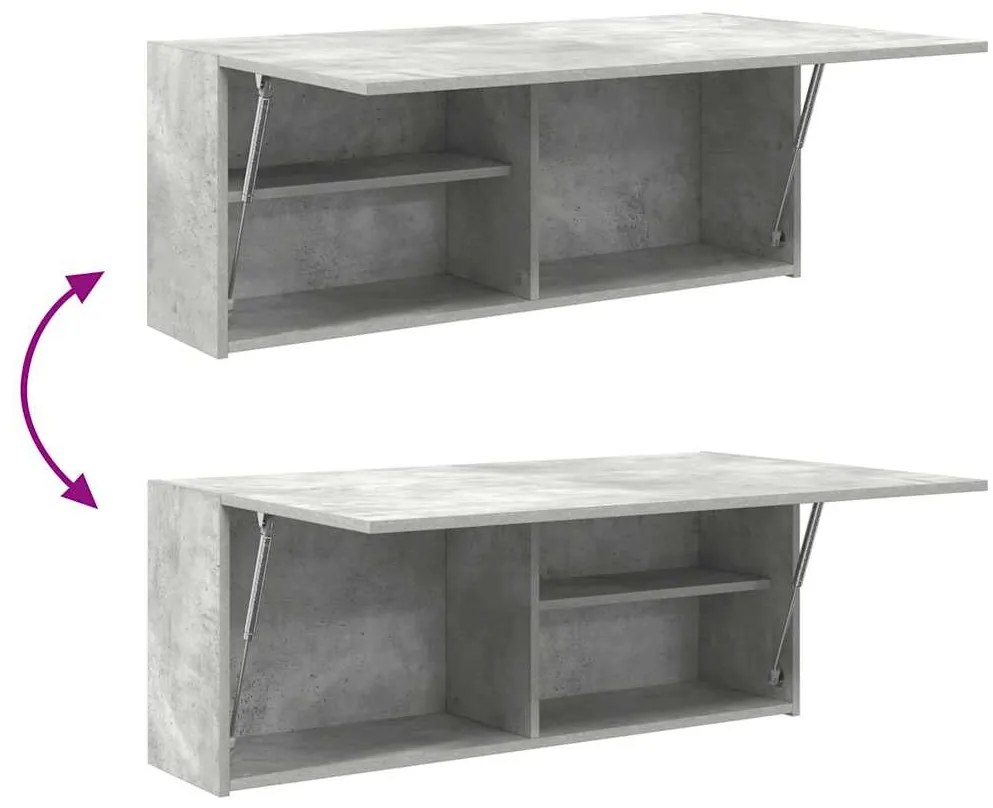 betonszürke szerelt fa fali fürdőszobaszekrény 100 x 25 x 40 cm