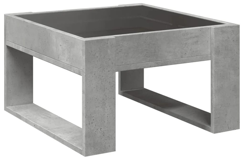 betonszürke végtelen hatású LED-es dohányzóasztal 50x53x30 cm