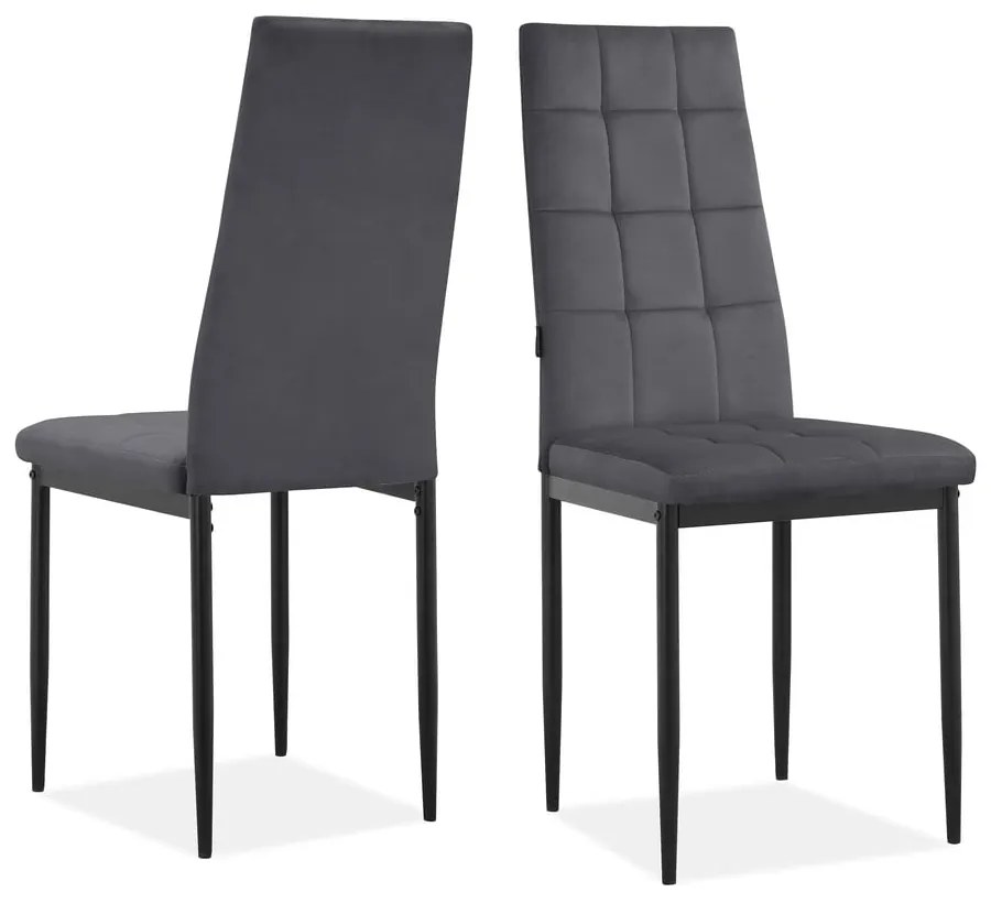 Antracitszürke bársony étkezőszék szett 2 db-os Becca – Støraa