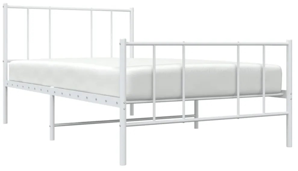 fehér fém ágykeret fej- és lábtámlával 90 x 190 cm
