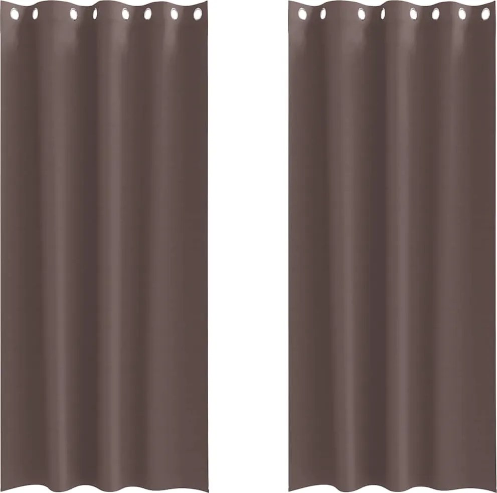 vidaXL Fekete Függöny Gyűrűkkel 2 pcs Sötét Barna 245 x 140 cm