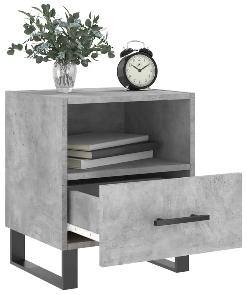 2 db betonszürke szerelt fa éjjeliszekrény 40 x 35 x 47,5 cm