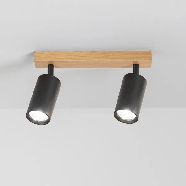 Brilagi - Spotlámpa SELE 2xGU10/30W/230V fekete/tölgy dekor