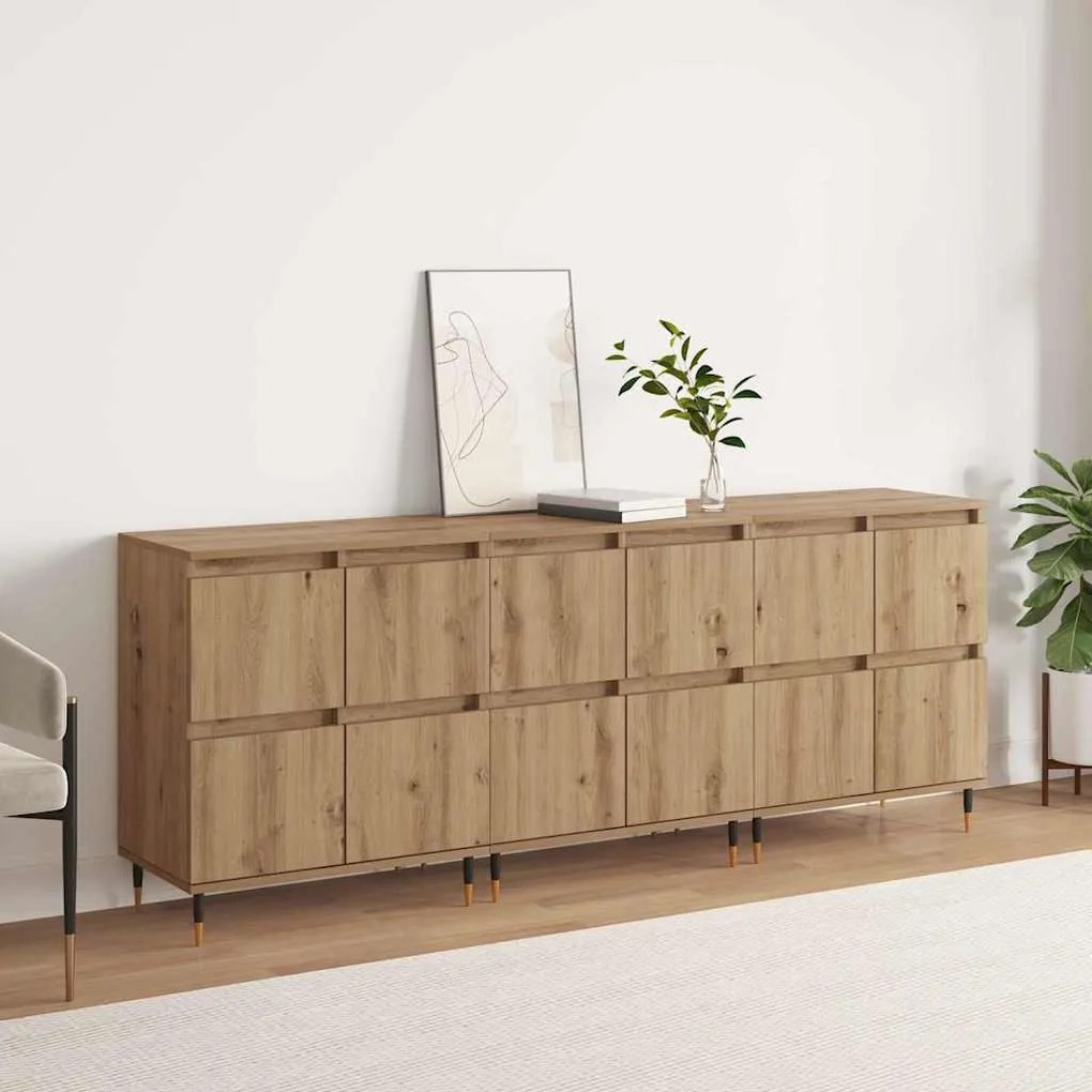 Oldalszekrények 3 pcs kézműves tölgy 180 x 35 x 70 cm Faanyag