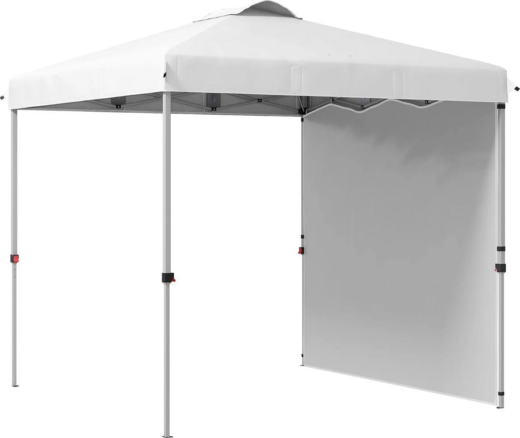 Outsunny Összecsukható Sátor 2.5x2.5 m Kerti Pavilon 1 Oldalfallal Magasságállíthatóság 3 Szinten UV-álló Vízálló és Homokzsákos Terasz a Szabadtéri K