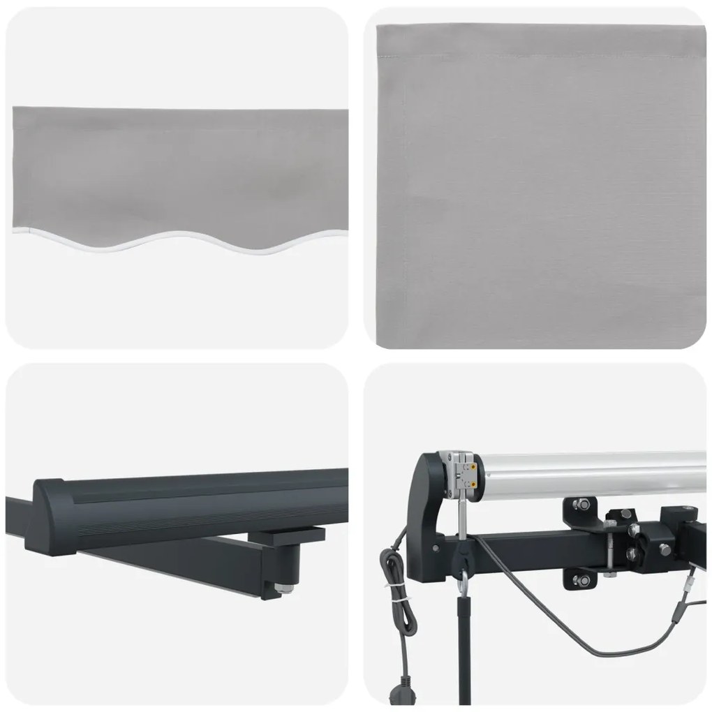 Automatikus Behúzható Napellenző LED világosszürke 450x350 cm