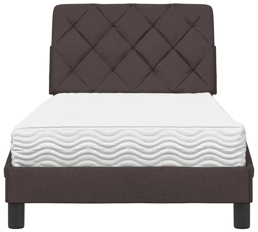 sötétbarna szövet ágy matraccal 90x200 cm