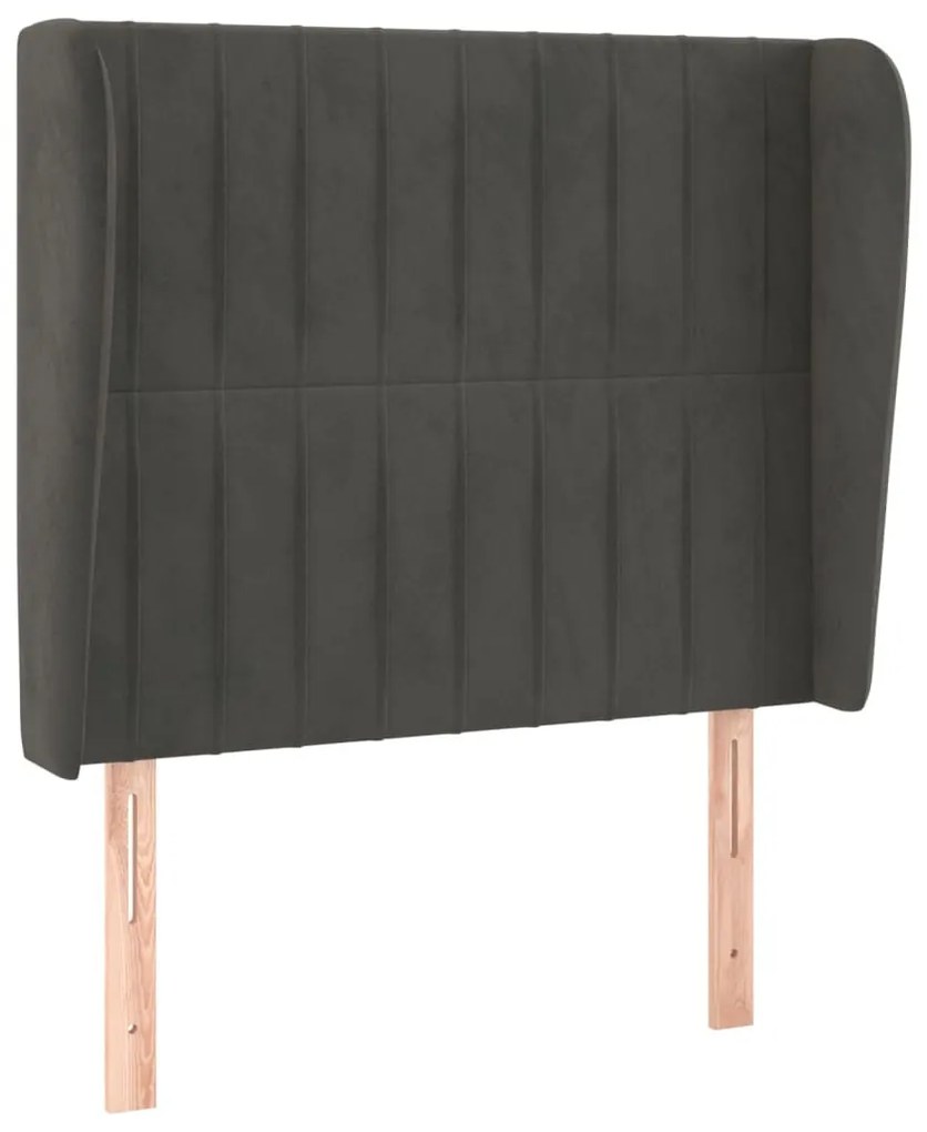 sötétszürke bársony fejtámla szárnyakkal 83 x 23 x 118/128 cm