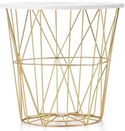 Kávésasztal HARISSA 41x42 cm arany/fehér márvány dekoráció