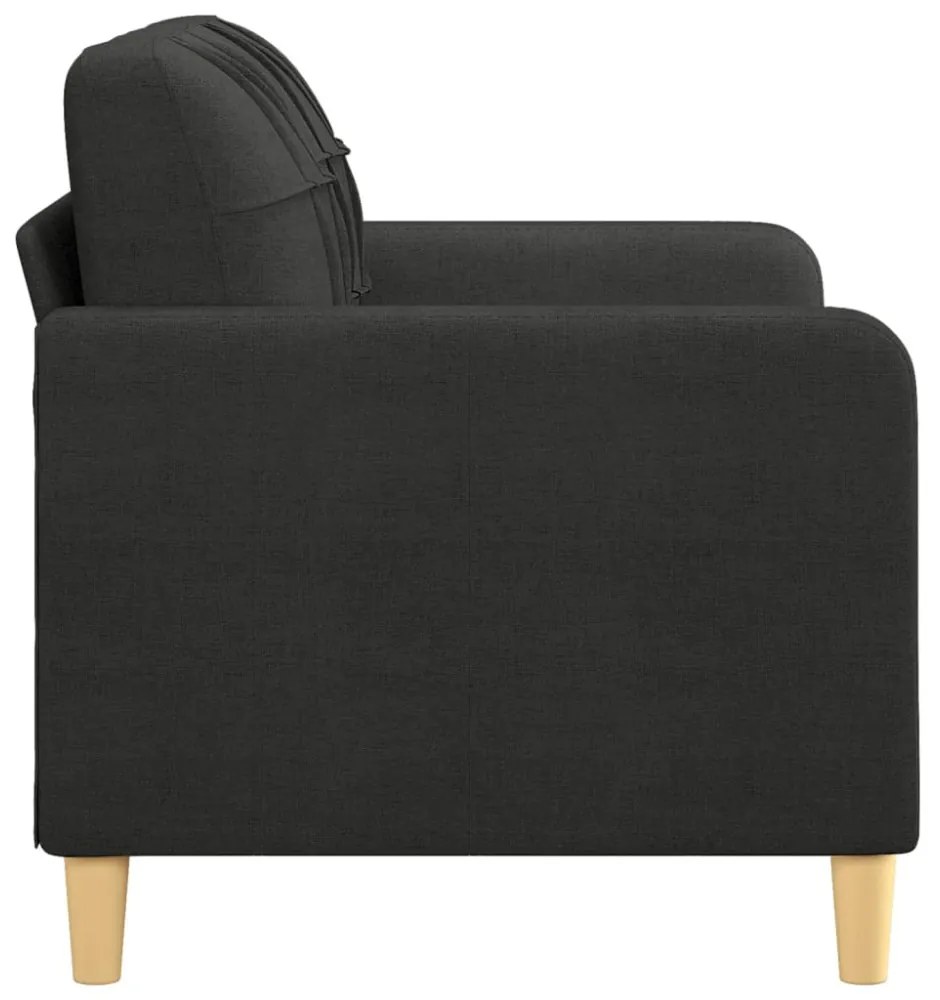 kétszemélyes fekete szövetkanapé 120 cm