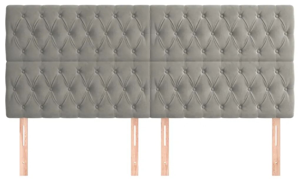 világosszürke bársony fejtámla 200 x 7 x 118/128 cm