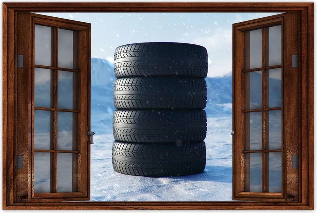 Poszterek 60x40 4 Nyári gumiabroncsok a hóban