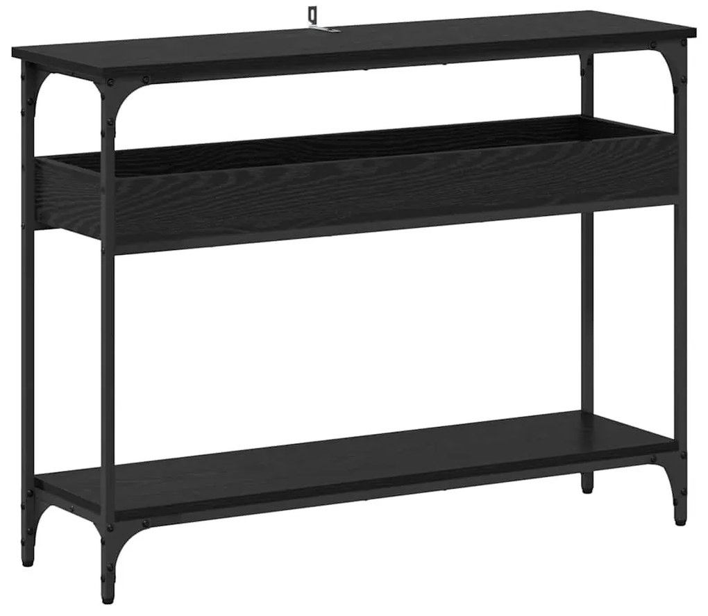 Konzolasztal polcokkal Musta tammi 100 x 29 x 75 cm Faanyag