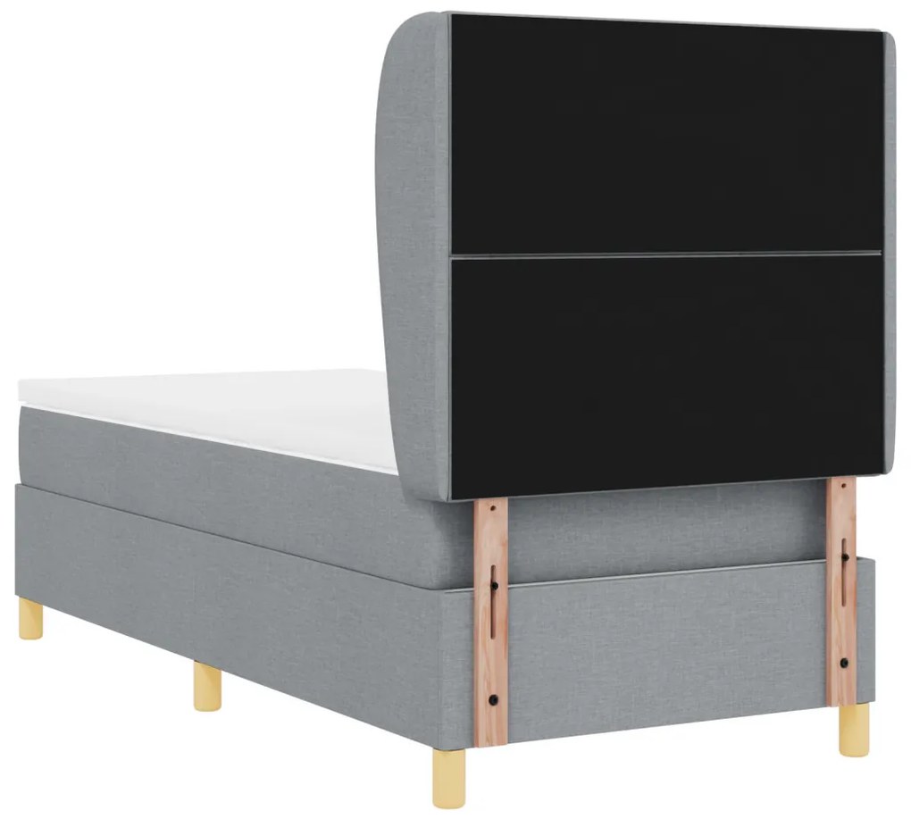 Boxspring Ágy Matraccal - Világosszürke - 90x200 cm Szövet