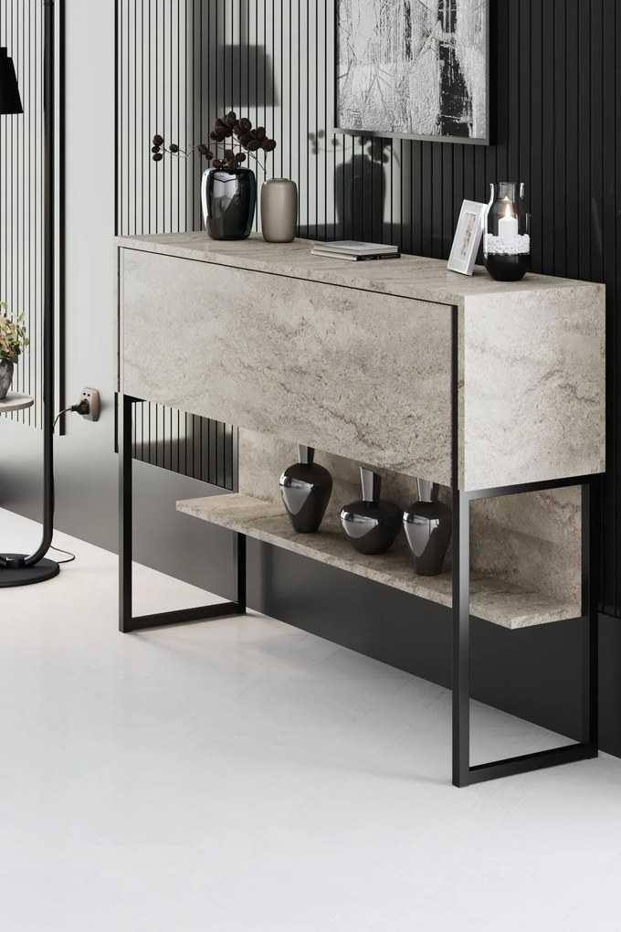 Komód Luxe - Travertine, Black