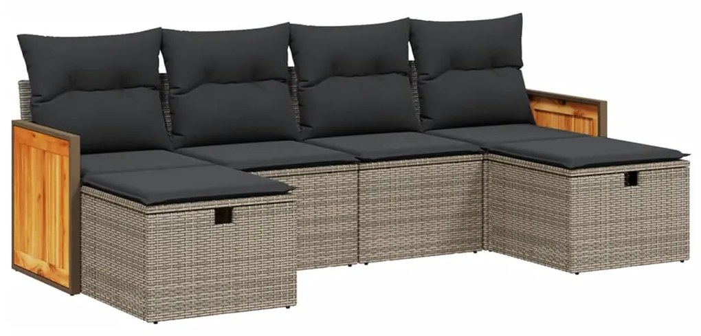 6 részes szürke polyrattan kerti ülőgarnitúra párnákkal