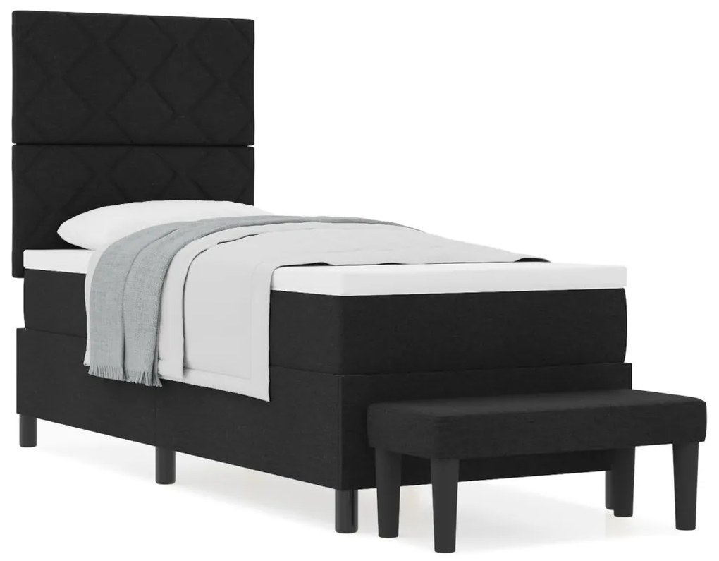 Box Spring Ágy Matraccal és Pad Black 80x200 cm Szövet