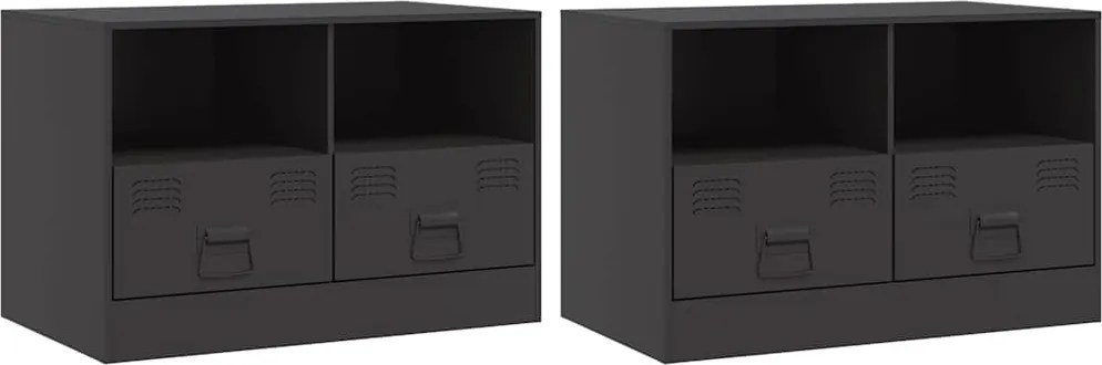 vidaXL 2 db fekete acél TV-szekrény 67 x 39 x 44 cm