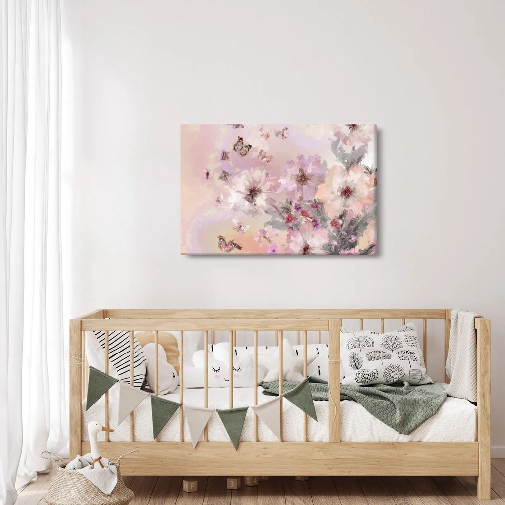 Kép - Művészeti kollázs pillangókkal (90x60 cm)