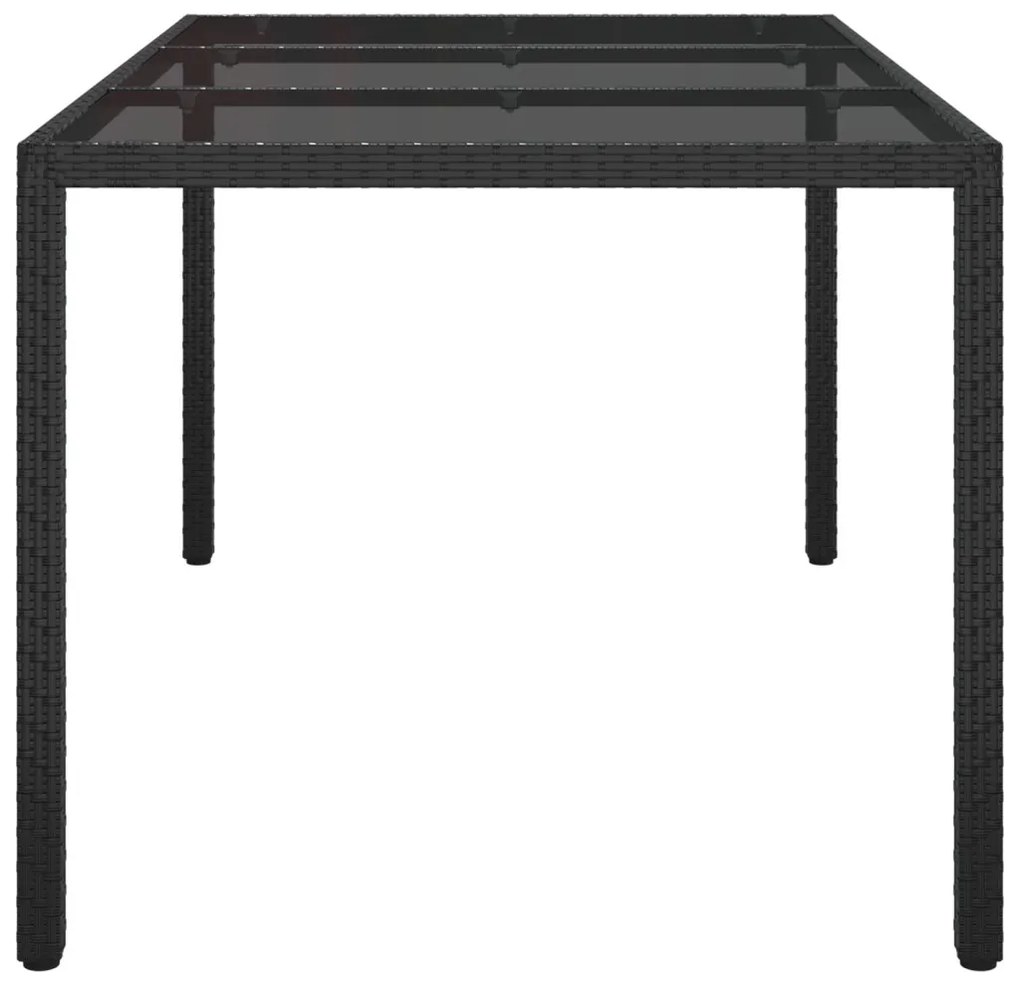 Kerti Étkezőasztal Fekete 150x90x75 cm Polirattan