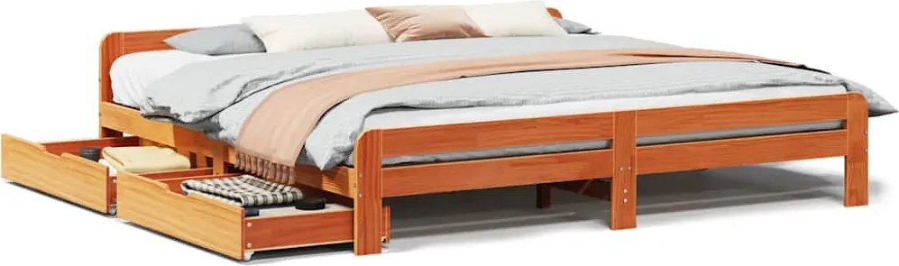 vidaXL viaszbarna tömör fenyőfa ágy matrac nélkül 200 x 200 cm