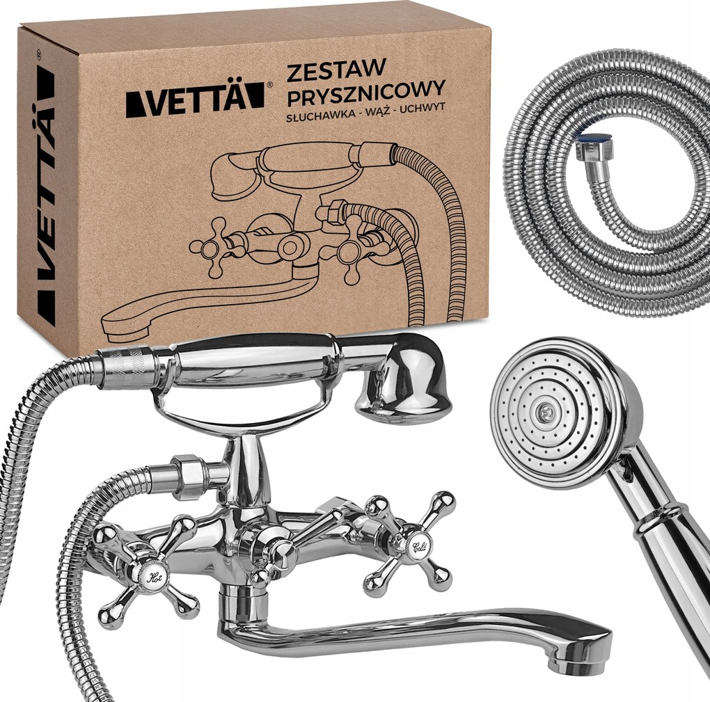 Kád Szett fali zuhany Retro zuhany csaptelep fülhallgató tömlő