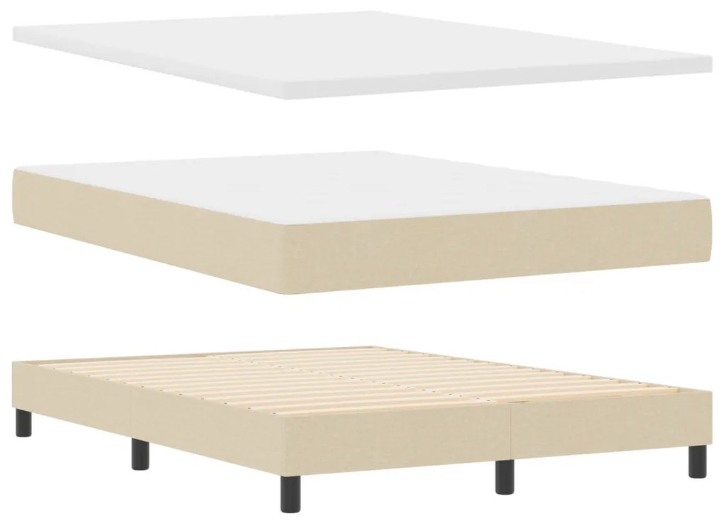 Boxspring Ágy Mattal és LED-del Krém 140x200 cm Szövet