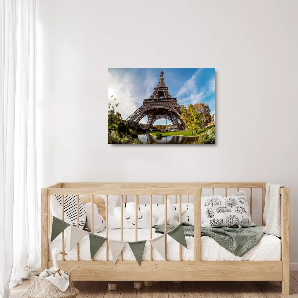 Üveg kép - Eiffel-torony színes (70x50 cm)