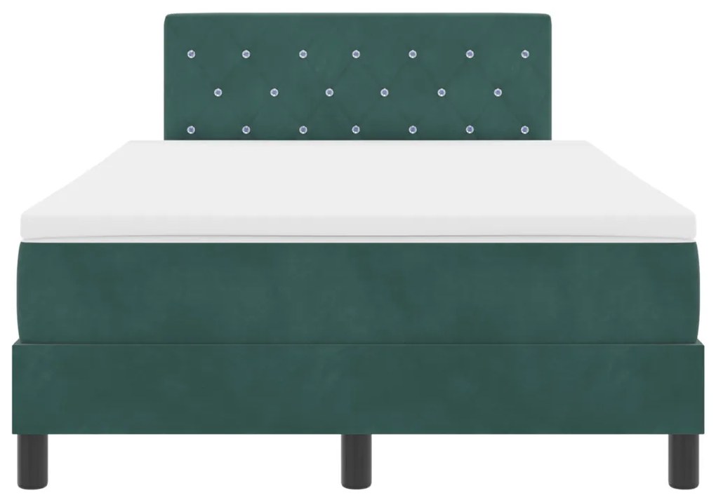 Boxspring Ágy Mattal Sötétzöld Kicsi Dupla Bársony