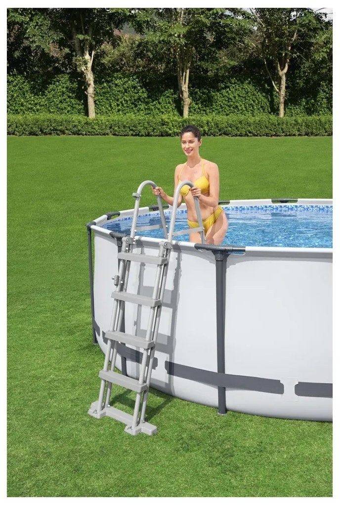 Bestway Steel Pro MAX föld feletti medence, szürke, átmérő 396 cm, magas 122 cm