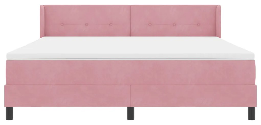Boxspring Ágy Matrac Fészek Rózsaszín 180x200 cm Bársonyos