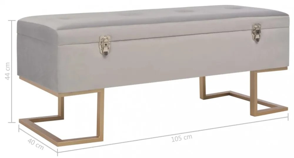 szürke bársonypad tárolórekesszel 105 cm