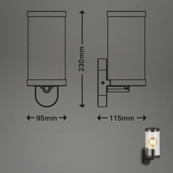 Briloner 3600-015 - Kültéri fali lámpa KAIRO 1xE27/12W/230V IP44 fekete