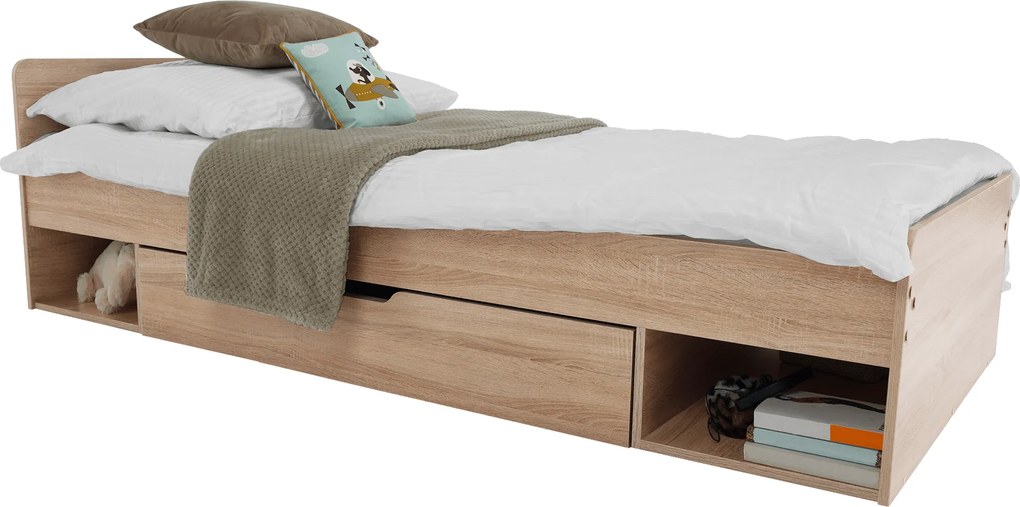 Egyszemélyes ágy 1S/90, sonoma tölgyfa, TEYO