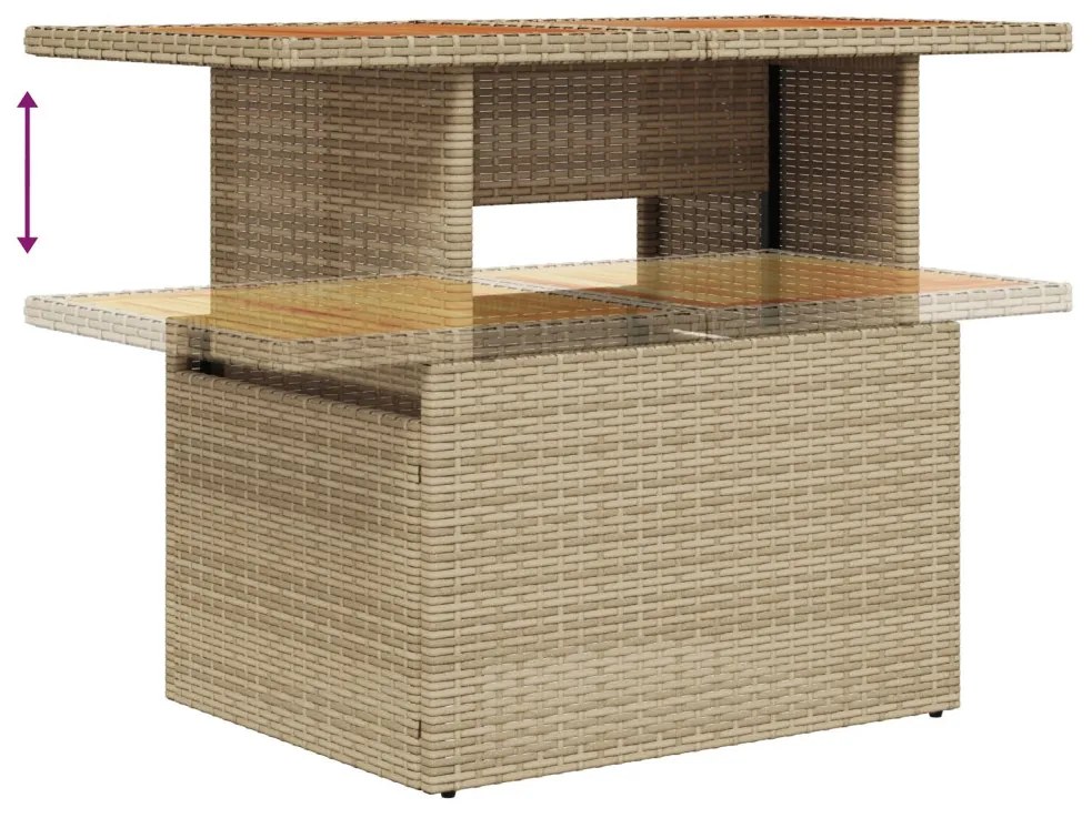 Kertiszófa szett 11 darabos Szürke Rattan Kültéri étkező szett