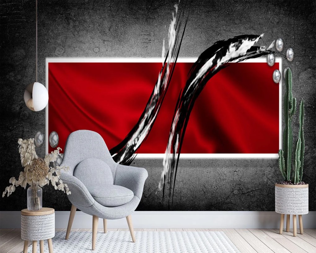 Gario Fotótapéta Geometrikus kompozíció piros színben Anyag: Vlies, Méret: 350 x 245 cm