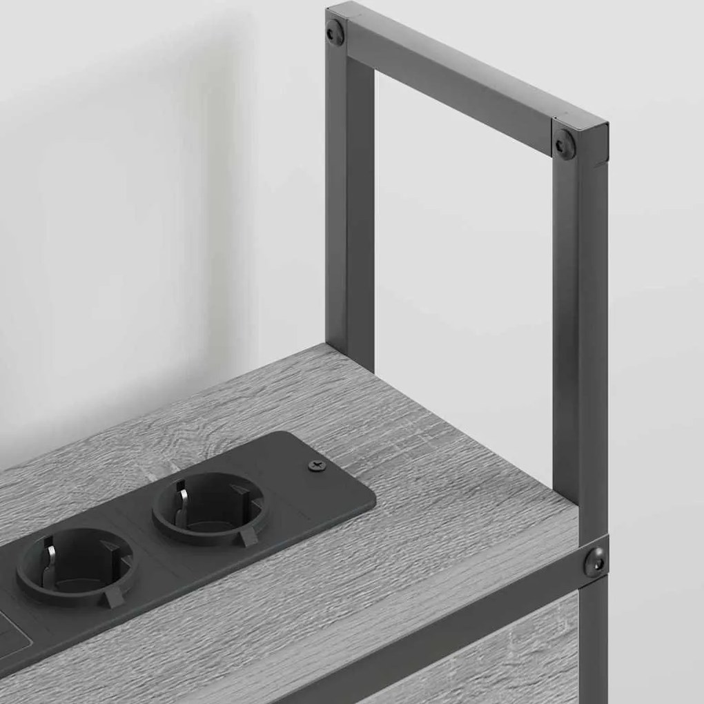 Tárolós Fejtámla Töltő Állomással Szürke sonoma 160 cm Faanyag