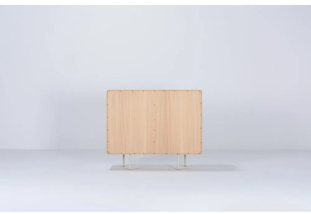 Fehér-natúr színű tölgyfa alacsony komód 118x100 cm Fina – Gazzda