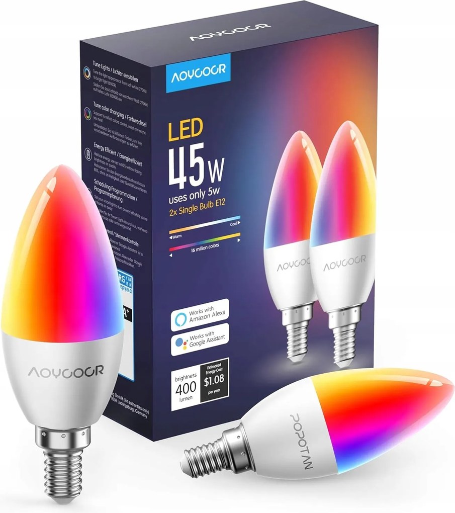 Wifi Led Izzó 5 W Rgb Szett 2 Db Vezérelhető Alkalmazás Vezérlés