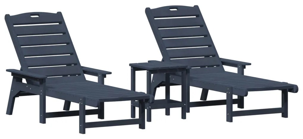 3 darabos kerti lounge szett tengerészkék HDPE