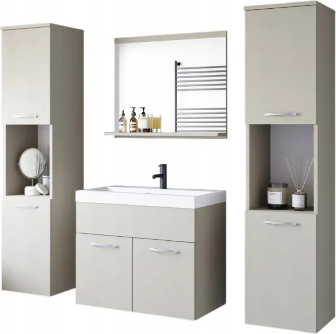 Milano XL fürdőszobabútor szett, szekrény, tükör, mosdó