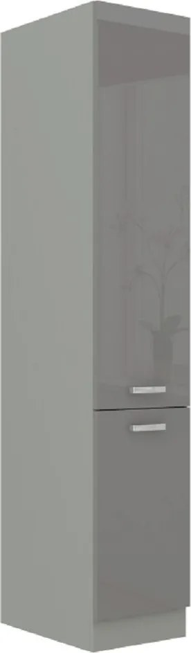 Magas kétajtós szekrény, szürke magasfényű/szürke, PRADO 40 DK-210