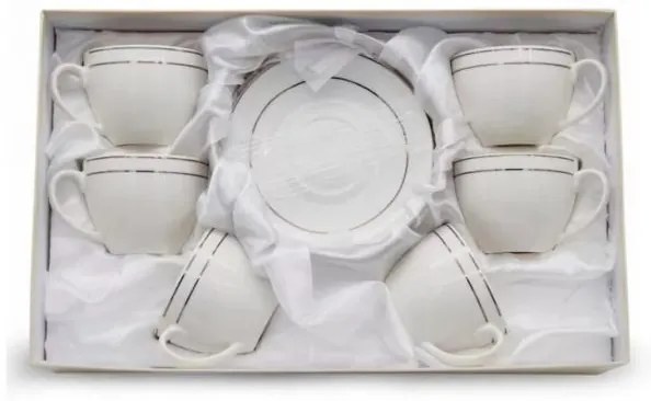 Porcelán kávéscsésze aljjal 230 ml - 6 személyes készlet díszdobozban