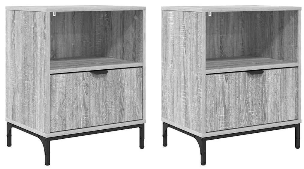 Éjjeliszekrények 2 pcs Szürke sonoma 49 x 36 x 61 cm Faanyag