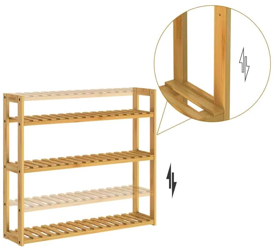 Casaria® Fali bambusz polc - 54x60x15 cm