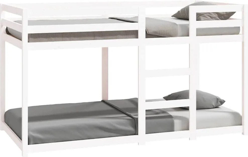 vidaXL fehér tömör fenyőfa emeletes ágy 90x190 cm