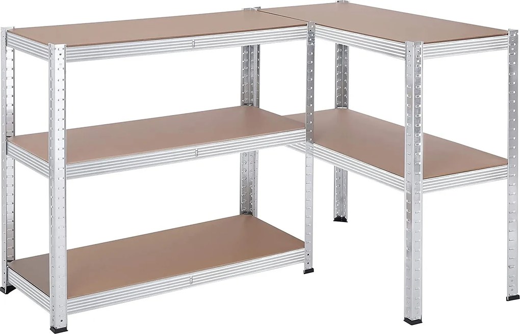 Polcos állvány, 175kg polconkénti teherbírással, ezüst, barna 180x90x40cm
