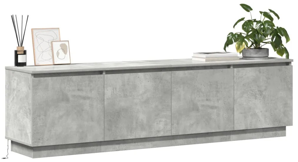 TV szekrény LED beton szürke 180x38x49 cm műgyanta