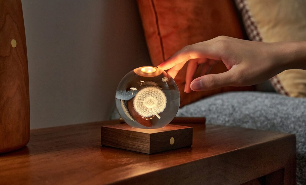 Asztali lámpácska 3D lézerrel készült mintával, többféle - Gingko Motiv: globus